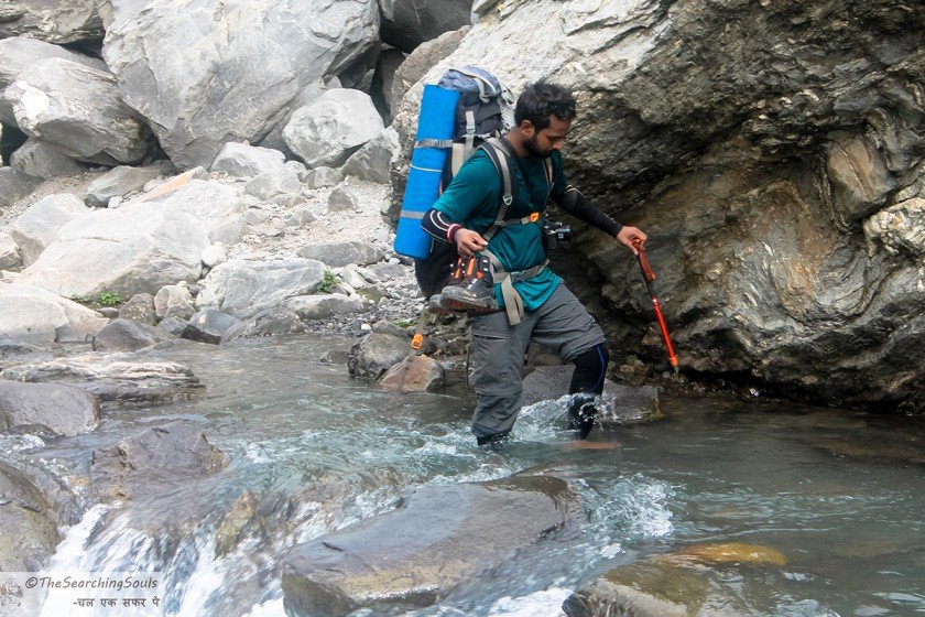Passing river in Hampta pass