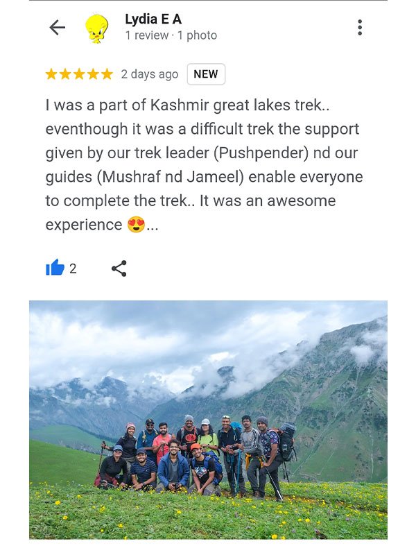 Kashmir Great Lakes Trek​ Reviews